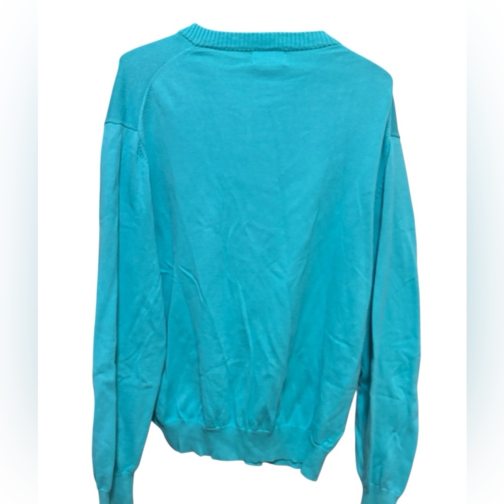 Paul Fredrick Blue V-Neck‎ Sweater Relaxed Fit - Picture 2 of 4